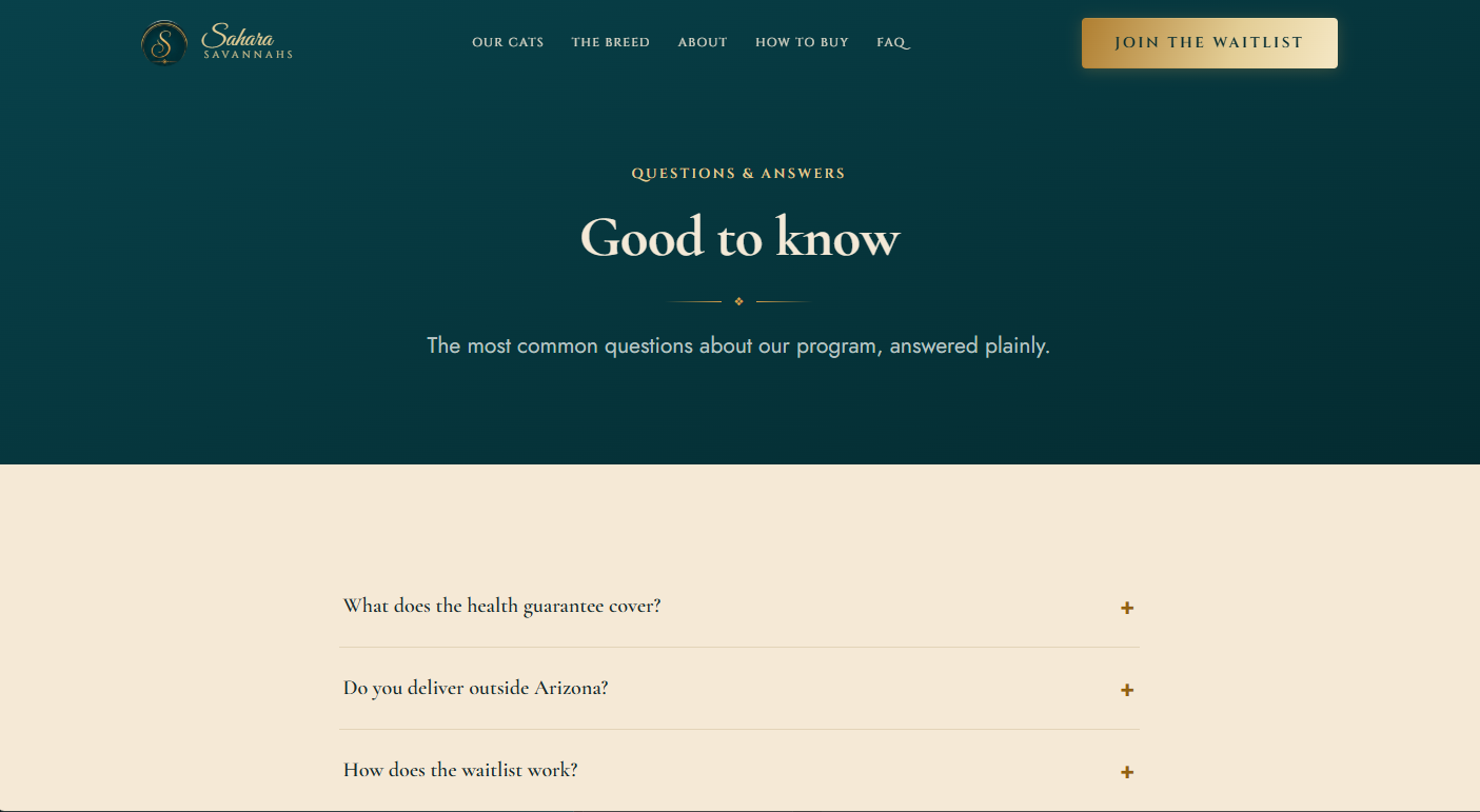 Sahara Savannahs website detail 3