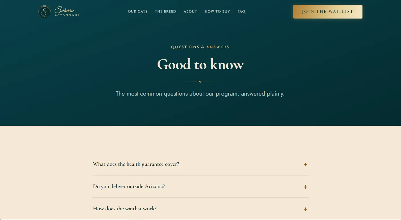 Sahara Savannahs website detail 3